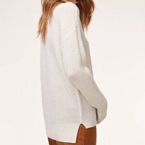 Aritzia Wilfred Free Isabelli Waffle Knit White Sweater Sz XS